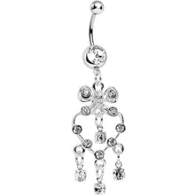 Load image into Gallery viewer, Clear Gem Bow Tie Decorative Hollow Heart Dangle Belly Ring
