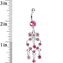 Load image into Gallery viewer, Pink Gem Bow Tie Decorative Hollow Heart Dangle Belly Ring
