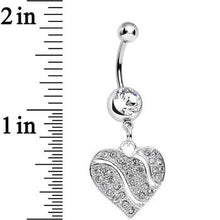 Load image into Gallery viewer, Clear Gem Sparkling Rivers of Love Heart Dangle Belly Ring
