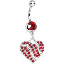 Load image into Gallery viewer, Red Gem Sparkling Rivers of Love Heart Dangle Belly Ring
