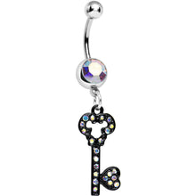 Load image into Gallery viewer, Aurora Gem Eternal Secret Black Key Dangle Belly Ring
