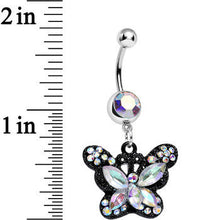 Load image into Gallery viewer, Aurora Gem Passionate Black Butterfly Dangle Belly Ring
