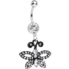 Load image into Gallery viewer, Clear Gem Sublime Sparkling Black Butterfly Dangle Belly Ring
