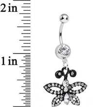 Load image into Gallery viewer, Clear Gem Sublime Sparkling Black Butterfly Dangle Belly Ring
