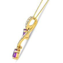Load image into Gallery viewer, 14K Yellow Gold 6x4mm Oval Pink Sapphire and 1/5 Cttw Round Diamond Pendant Necklace - (H-I Color, SI1-SI2 Clarity)
