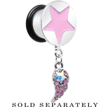 Load image into Gallery viewer, Pink Gem Angel Wing and Pink Star Single Flare Dangle Plug Sizes 5mm to 14mm
