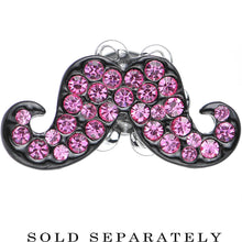 Load image into Gallery viewer, 4G Pink Gem Paved Fancy Mustache Single Flare Steel Plug
