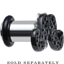 Load image into Gallery viewer, 2G Black Gem Paved Fancy Mustache Single Flare Steel Plug
