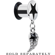 Load image into Gallery viewer, 0G Clear Gem Angel Wing and Black Star Single Flare Dangle Plug
