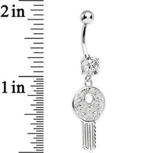 Load image into Gallery viewer, 925 Sterling Silver Clear Gem Dream Car Key Dangle Belly Ring
