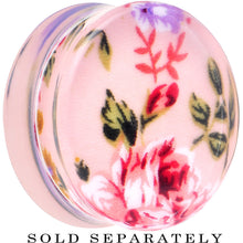 Load image into Gallery viewer, 24mm Acrylic Pink Grandma's Wallpaper Flowered Saddle Plug
