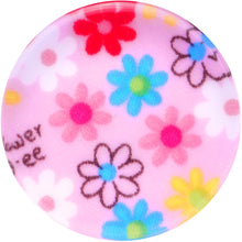Load image into Gallery viewer, 28mm Acrylic Pink Multicolored Flower Power Saddle Plug
