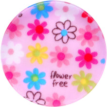 Load image into Gallery viewer, 34mm Acrylic Pink Multicolored Flower Power Saddle Plug
