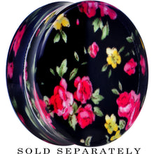 Load image into Gallery viewer, 38mm Acrylic Black Multicolored Old Fashioned Flowers Saddle Plug
