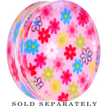 Load image into Gallery viewer, 42mm Acrylic Pink Multicolored Flower Power Saddle Plug
