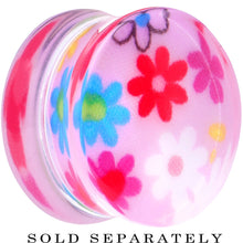 Load image into Gallery viewer, 18mm Acrylic Pink Multicolored Flower Power Saddle Plug

