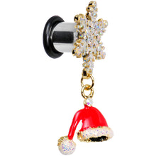 Load image into Gallery viewer, 0G Clear Gem Snowflake Santa Hat Christmas Dangle Plug Set
