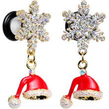 Load image into Gallery viewer, 0G Clear Gem Snowflake Santa Hat Christmas Dangle Plug Set
