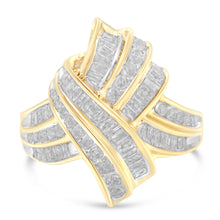 Load image into Gallery viewer, 10K Yellow Gold Diamond Bypass Cocktail Ring (1 1/5 Cttw, I-J Color, I2-I3 Clarity) - Size 8
