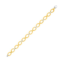 Load image into Gallery viewer, 14k Two-Tone Gold Chain Bracelet with Textured Oval Links
