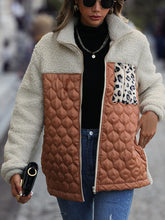 Load image into Gallery viewer, Unique Autumn Leopard Color Block Zip-Up Jacket Trendy Lightweight Jacket with Pockets Charming Winter Jacket
