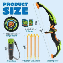 Load image into Gallery viewer, LED Bow &amp; Arrow Toy Set for Kids Light-Up Archery Play Kit with Suction Cup Arrows (Blue/Green)
