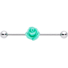 Load image into Gallery viewer, Light Green Charming Summer Rose Flower Industrial Barbell 37mm
