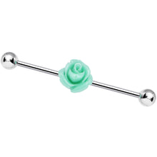 Load image into Gallery viewer, Light Green Charming Summer Rose Flower Industrial Barbell 37mm
