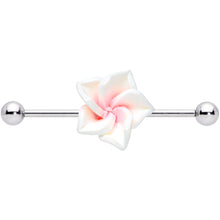 Load image into Gallery viewer, Pink White Beautiful Blossoming Flower Industrial Barbell 37mm
