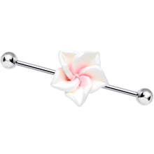 Load image into Gallery viewer, Pink White Beautiful Blossoming Flower Industrial Barbell 37mm
