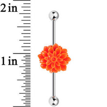 Load image into Gallery viewer, Orange Garden of Treasures Carnation Flower Industrial Barbell 37mm
