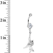 Load image into Gallery viewer, Clear Cubic Zirconia Riding the Jetstream Bird Dangle Belly Ring
