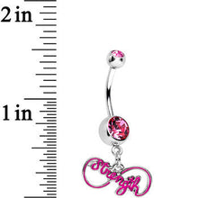 Load image into Gallery viewer, Pink Gem Infinite Strength Dangle Belly Ring
