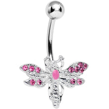 Load image into Gallery viewer, Pink Gem Flashy Flying Dragonfly Belly Ring
