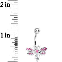 Load image into Gallery viewer, Pink Gem Flashy Flying Dragonfly Belly Ring
