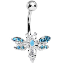 Load image into Gallery viewer, Aqua Gem Flashy Flying Dragonfly Belly Ring
