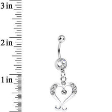 Load image into Gallery viewer, Clear Gem Fanciful Arched Heart Dangle Belly Ring
