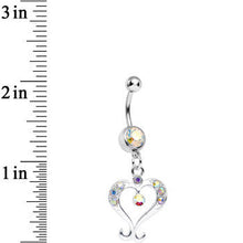 Load image into Gallery viewer, Aurora Gem Fanciful Arched Heart Dangle Belly Ring
