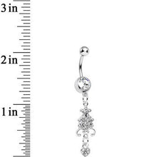 Load image into Gallery viewer, Clear Gem Sparkling Fleur De Lock Dangle Belly Ring
