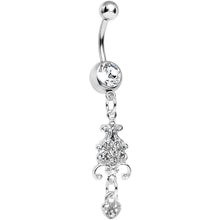 Load image into Gallery viewer, Clear Gem Sparkling Fleur De Lock Dangle Belly Ring
