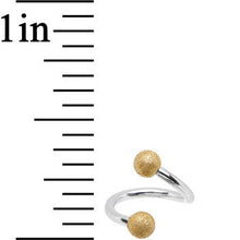 Load image into Gallery viewer, 16G 5/16 Gold Sandblasted Steel Spiral Barbell 3mm Ball
