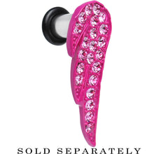 Load image into Gallery viewer, 4G Pink Gem Brilliant Angel Wing Single Flare Steel Plug

