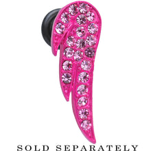Load image into Gallery viewer, 2G Pink Gem Brilliant Angel Wing Single Flare Steel Plug
