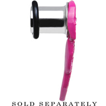 Load image into Gallery viewer, 0G Pink Gem Brilliant Angel Wing Single Flare Steel Plug
