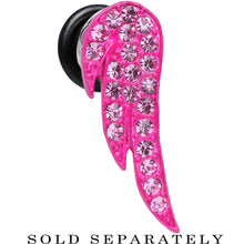 Load image into Gallery viewer, 0G Pink Gem Brilliant Angel Wing Single Flare Steel Plug

