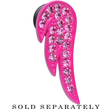 Load image into Gallery viewer, 00G Pink Gem Brilliant Angel Wing Single Flare Steel Plug
