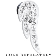 Load image into Gallery viewer, 00G Clear Gem Brilliant Angel Wing Single Flare Steel Plug
