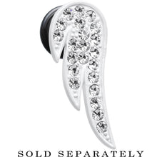 Load image into Gallery viewer, 1/2 Clear Gem Brilliant Angel Wing Single Flare Steel Plug
