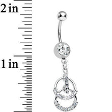 Load image into Gallery viewer, Clear Gem Double Ring of Bling Dangle Belly Ring
