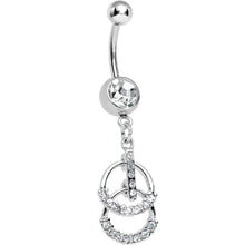 Load image into Gallery viewer, Clear Gem Double Ring of Bling Dangle Belly Ring
